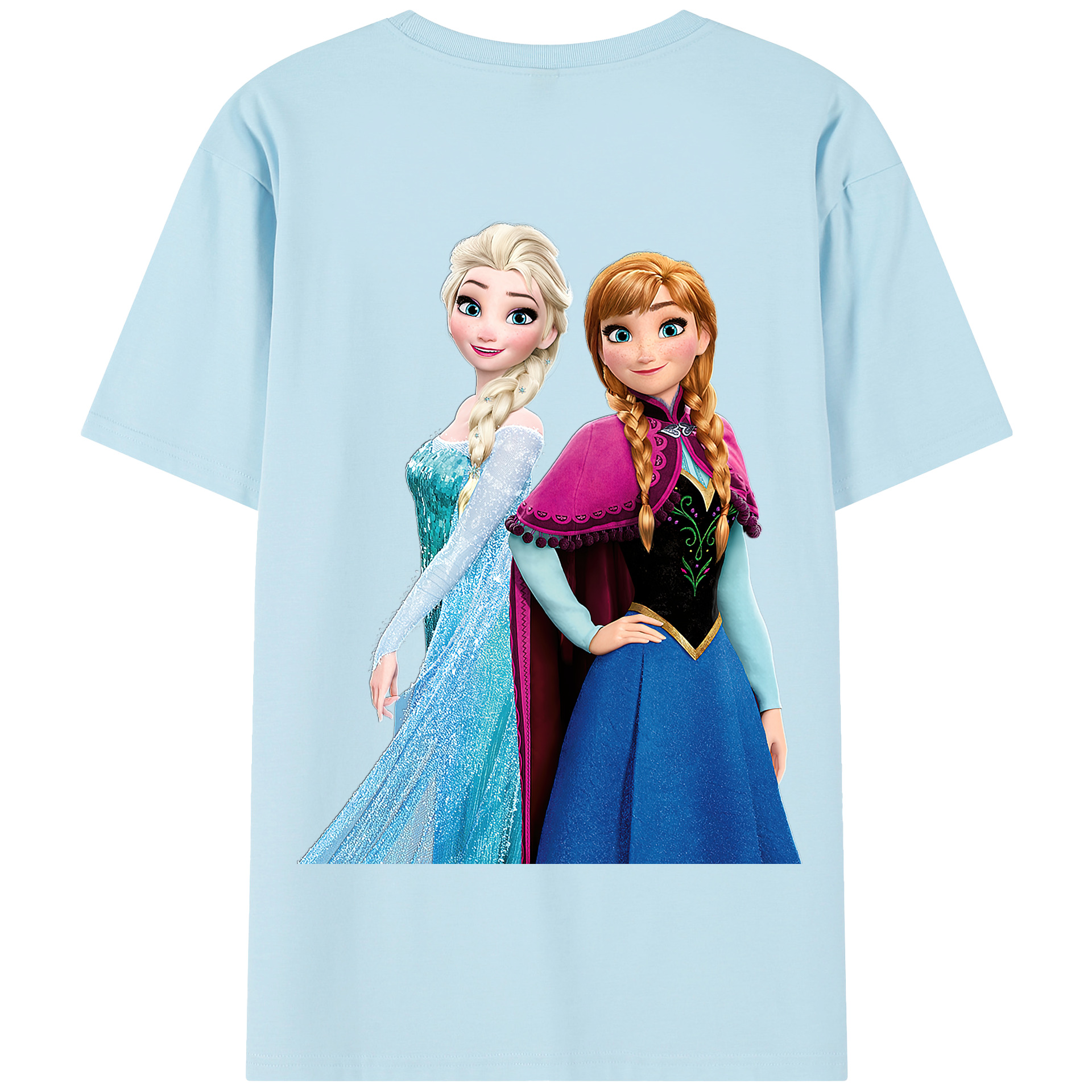 （画像用） アナと雪の女王 アンナ エルサ Frozen Anna Elsa 綿100％半袖Tシャツ（背面プリント）